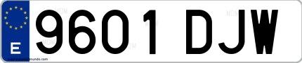 Ejemplo de matrícula española 9601 DJW
