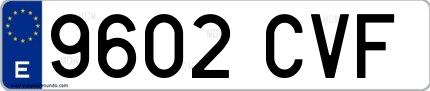 Ejemplo de matrícula española 9602 CVF