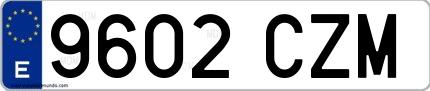 Ejemplo de matrícula española 9602 CZM