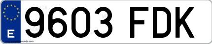 Ejemplo de matrícula española 9603 FDK