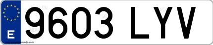 Ejemplo de matrícula española 9603 LYV