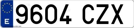 Ejemplo de matrícula española 9604 CZX