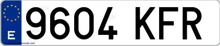 Ejemplo de matrícula española 9604 KFR