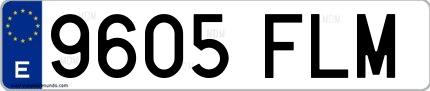 Ejemplo de matrícula española 9605 FLM