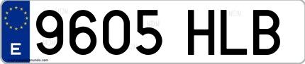 Ejemplo de matrícula española 9605 HLB