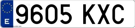 Ejemplo de matrícula española 9605 KXC