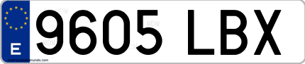 Ejemplo de matrícula de coche ordinaria 9605 LBX