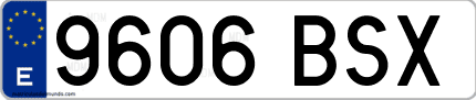 Ejemplo de matrícula de coche ordinaria 9606 BSX