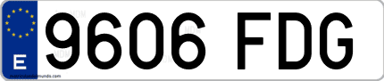 Ejemplo de matrícula de coche ordinaria 9606 FDG