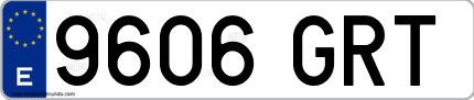 Ejemplo de matrícula de coche ordinaria 9606 GRT