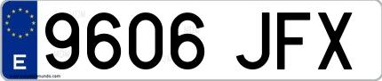 Ejemplo de matrícula española 9606 JFX