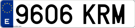 Ejemplo de matrícula de coche ordinaria 9606 KRM