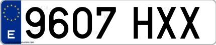 Ejemplo de matrícula española 9607 HXX