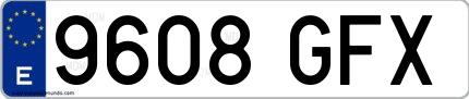 Ejemplo de matrícula española 9608 GFX