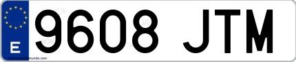 Ejemplo de matrícula española 9608 JTM