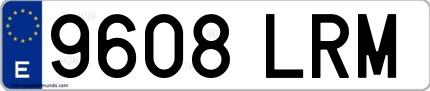 Ejemplo de matrícula española 9608 LRM