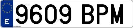 Ejemplo de matrícula española 9609 BPM