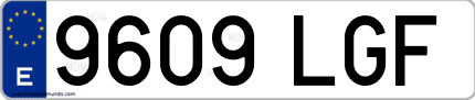 Ejemplo de matrícula de coche ordinaria 9609 LGF