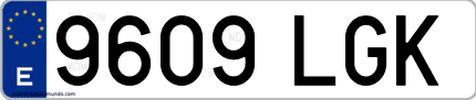 Ejemplo de matrícula de coche ordinaria 9609 LGK