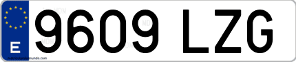 Ejemplo de matrícula de coche ordinaria 9609 LZG