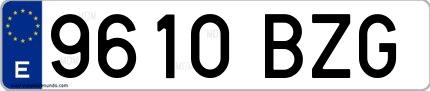 Ejemplo de matrícula española 9610 BZG