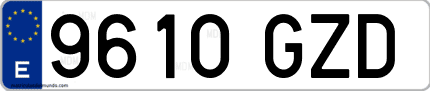 Ejemplo de matrícula de coche ordinaria 9610 GZD