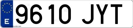 Ejemplo de matrícula española 9610 JYT
