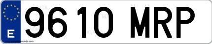 Ejemplo de matrícula española 9610 MRP