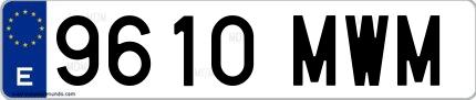 Ejemplo de matrícula española 9610 MWM