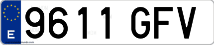 Ejemplo de matrícula de coche ordinaria 9611 GFV