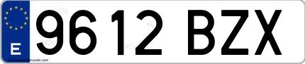 Ejemplo de matrícula española 9612 BZX