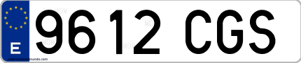 Ejemplo de matrícula de coche ordinaria 9612 CGS
