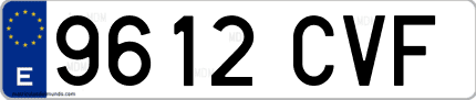 Ejemplo de matrícula de coche ordinaria 9612 CVF