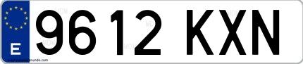 Ejemplo de matrícula española 9612 KXN