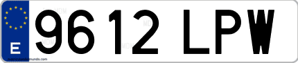 Ejemplo de matrícula de coche ordinaria 9612 LPW