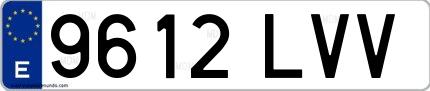 Ejemplo de matrícula española 9612 LVV