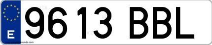 Ejemplo de matrícula española 9613 BBL