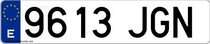 Ejemplo de matrícula española 9613 JGN