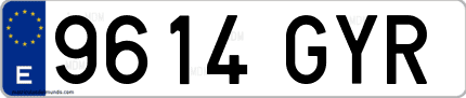 Ejemplo de matrícula de coche ordinaria 9614 GYR