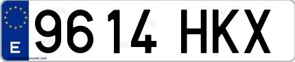 Ejemplo de matrícula española 9614 HKX