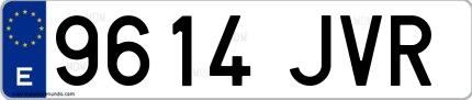 Ejemplo de matrícula española 9614 JVR