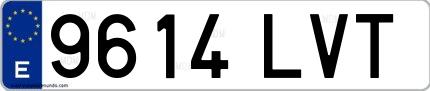 Ejemplo de matrícula española 9614 LVT