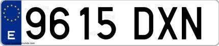 Ejemplo de matrícula española 9615 DXN
