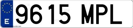 Ejemplo de matrícula española 9615 MPL
