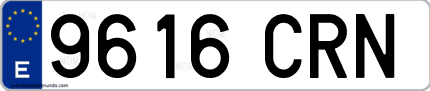 Ejemplo de matrícula de coche ordinaria 9616 CRN