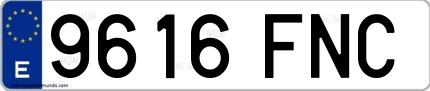 Ejemplo de matrícula española 9616 FNC