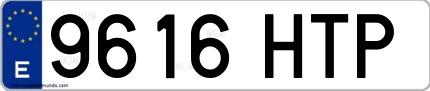 Ejemplo de matrícula española 9616 HTP