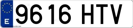 Ejemplo de matrícula española 9616 HTV