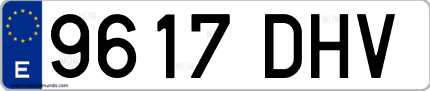 Ejemplo de matrícula de coche ordinaria 9617 DHV