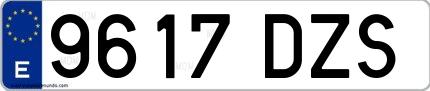 Ejemplo de matrícula española 9617 DZS